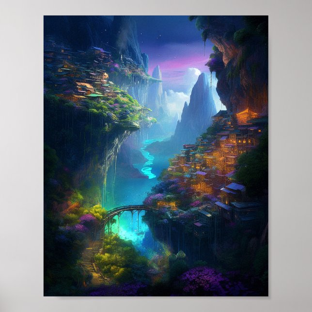 Poster Fantasy Landscape Colorir Surreal (Frente)