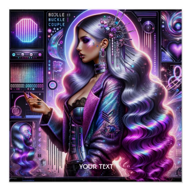 Póster Fantasy Lavanda Ciber Girl (Frente)