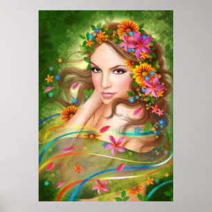 Poster Fantasy Linda fada de flores