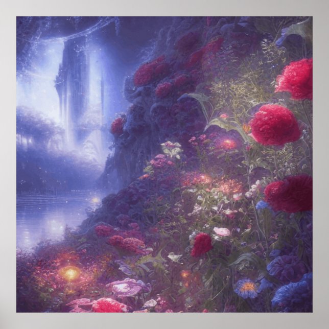 Poster Fantasy Misty Rainy Magical Garden Landscape (Frente)