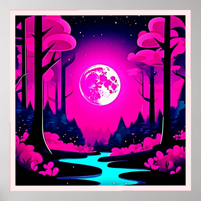 Poster Fantasy Moonlit Woods Art (Frente)