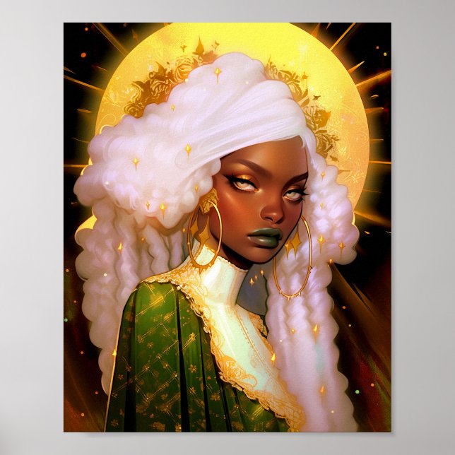Poster Fantasy Mulher Afro-Americana Art (Frente)