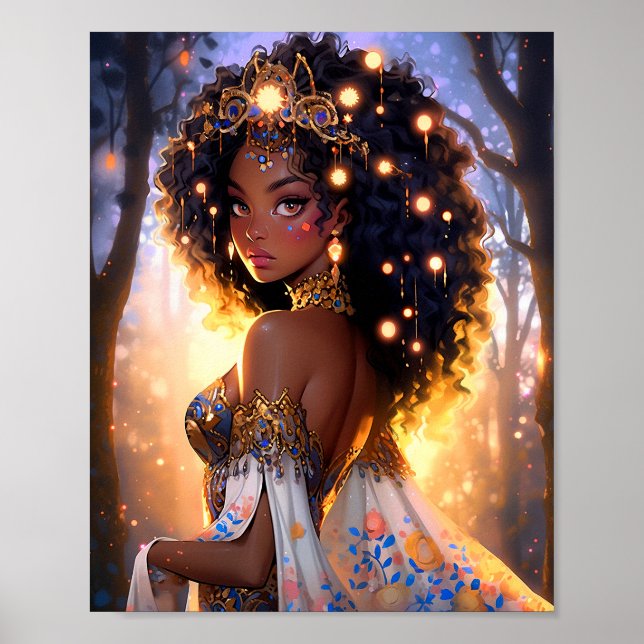 Poster Fantasy Mulher Afro-Americana Art (Frente)