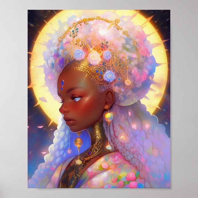 Poster Fantasy Mulher Afro-Americana Art (Frente)