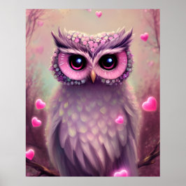 Poster Fantasy Pink Fluffy Kawaii Owl