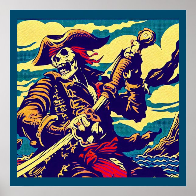 Poster Fantasy Pirate Anime - Woodcut 1 (Frente)