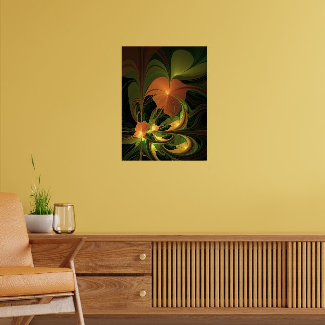 Poster Fantasy Plant Abstrato Green Rust Brown Fractal (Sala de Estar 2)