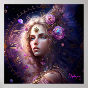Poster Fantasy Princess Purple Flowers