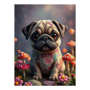 Póster Fantasy Pug Puppy Art