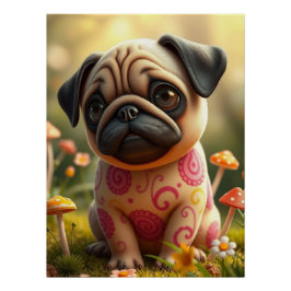 Póster Fantasy Pug Puppy Art