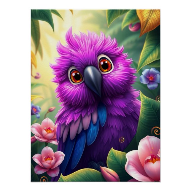 Póster Fantasy Purple Parrot (Frente)