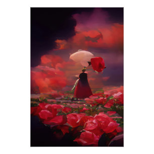 Póster Fantasy Rosa Field under Sky