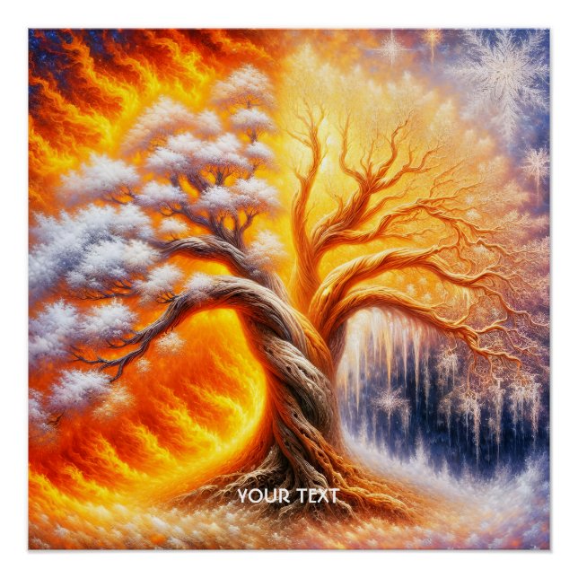 Póster Fantasy Tree Fire Snow (Frente)