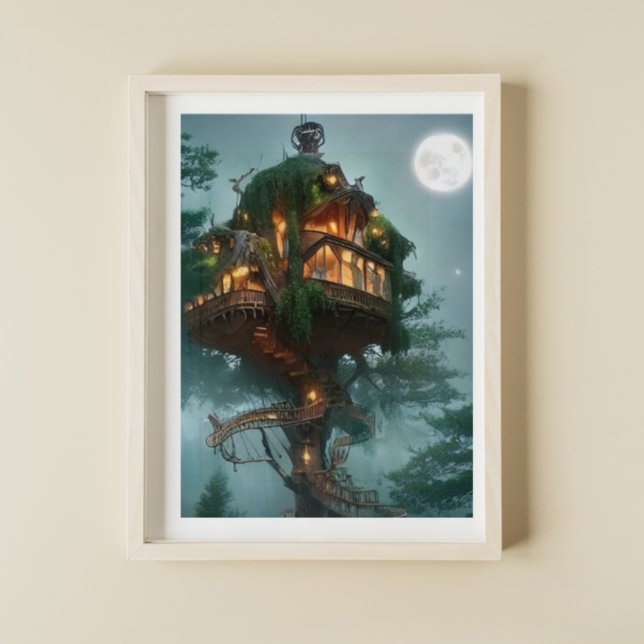 Poster Fantasy Tree House Trabalho de arte digital (Criador carregado)