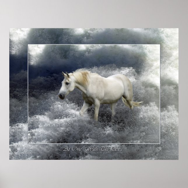 Poster Fantasy White Horse & Ocean Surf (Frente)