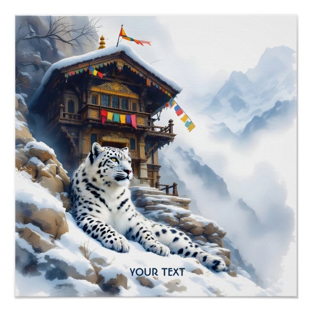 Póster Fantasy White Lepard Snow (Frente)