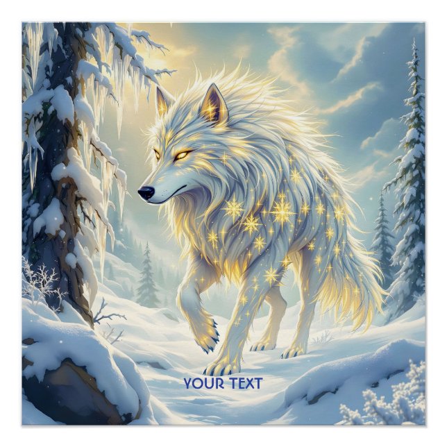 Póster Fantasy White Wolf Winter (Frente)
