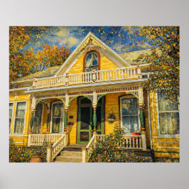 Poster Fantasy Yellow Victorian House