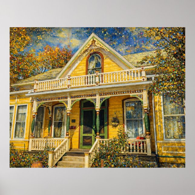 Poster Fantasy Yellow Victorian House (Frente)