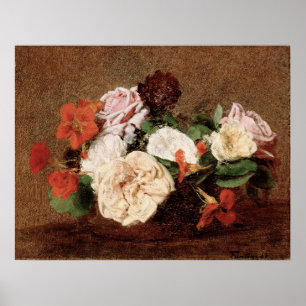 Poster Fantin-Latour - Rosas E Nastúrbios Em Um Vaso