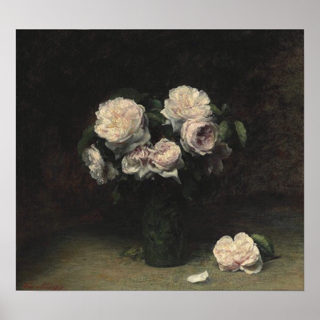 Poster Fantin-Latour - Rosas Em Um Vidro (Frente)