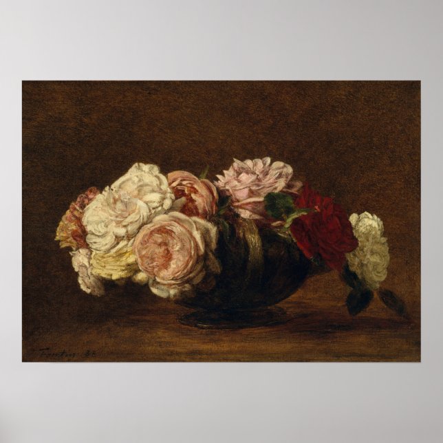 Poster Fantin-Latour - Rosas Em Uma Tigela (Frente)