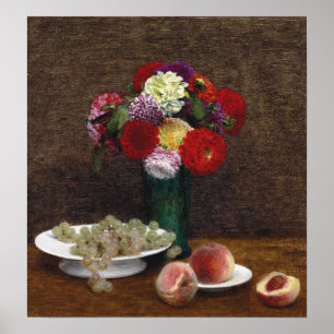 Poster Fantin-Latour - Uvas E Pêssegos Dahlias