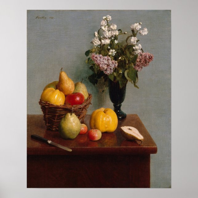 Poster Fantin-Latour - Vida Estática Com Flores E Frutas (Frente)