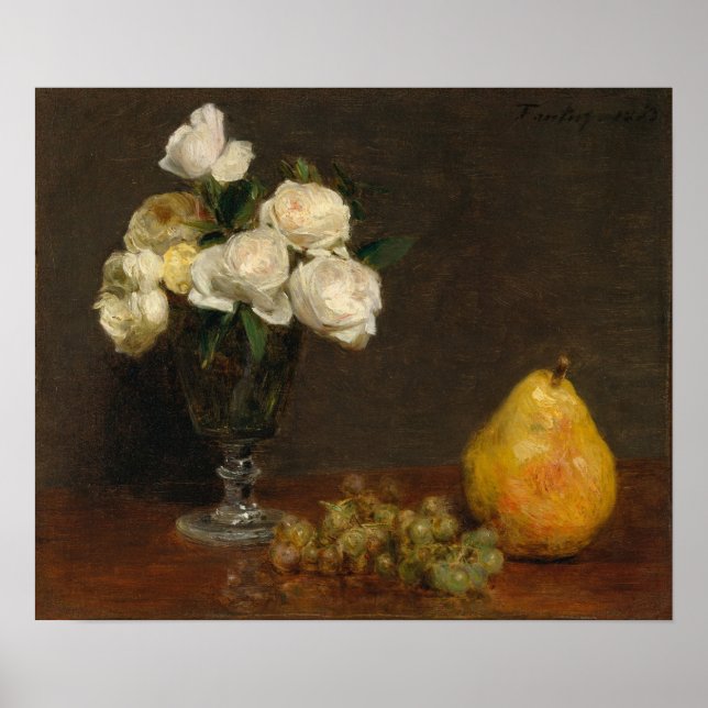 Poster Fantin-Latour - Vida Estática Com Rosas E Frutas (Frente)