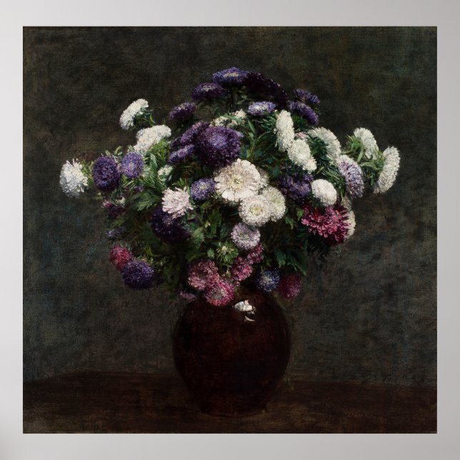 Poster Fantin-Latour's Asters em um Vase (Frente)