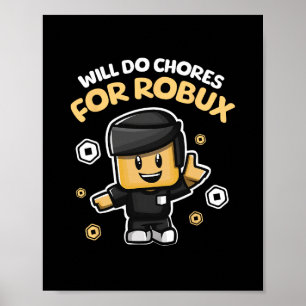 Poster Fará Tarefas Por Robux - Design Divertido de Jogos