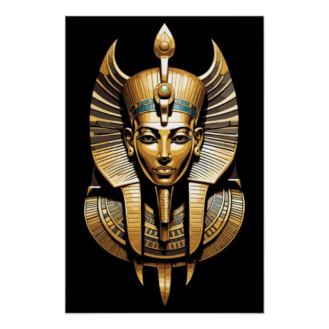 Póster Faraó Dourado com Tocado Real Arte (Frente)