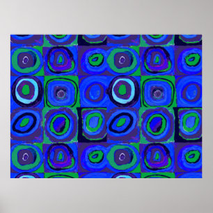 Poster Farbstudie Quadrate Esquadra Círculos Azuis