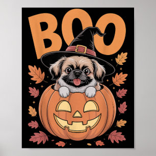 Poster Fardo de Peke em Abóbora Halloween Pequinês