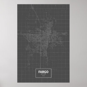 Poster Fargo, North Dakota (branco no preto)