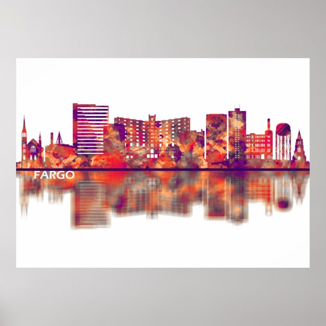 Poster Fargo North Dakota Skyline (Frente)