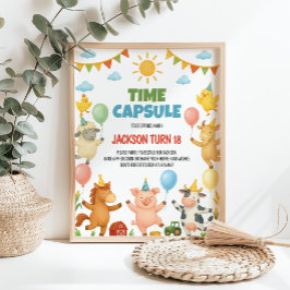Poster Farm Animals Birthday Party Time Capsule Sign