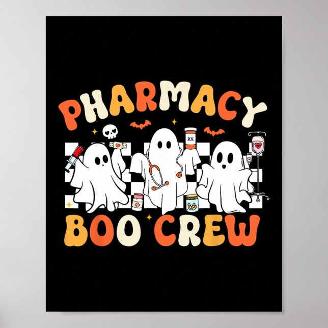 Poster Farmacêutica Retro Boo Crew Farmacêutica Ghost Tec (Frente)