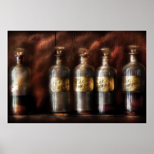 Póster Farmacêutico - Cinco Frascos (Frente)