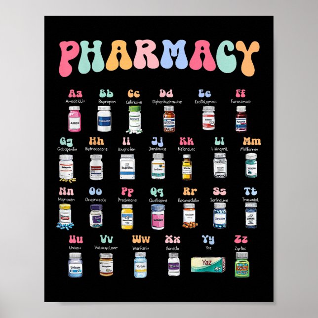 Poster Farmácia Alfabeto Médico Farmacêutico (Frente)
