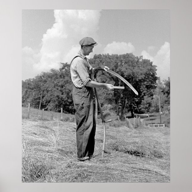 Póster Farmer Sharening Scythe, 1937 (Frente)