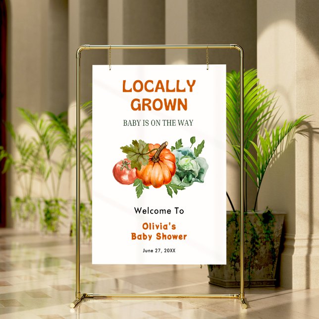 Poster Farmers Market Locally Grown Baby Shower Welcome  (Farmers Market Locally Grown Baby Shower Welcome Sign  )