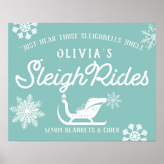 Poster Farmhouse Holiday Sleigh Rides Família Personaliza (Frente)