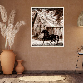 Póster Farmhouse Rustic Barn Horse