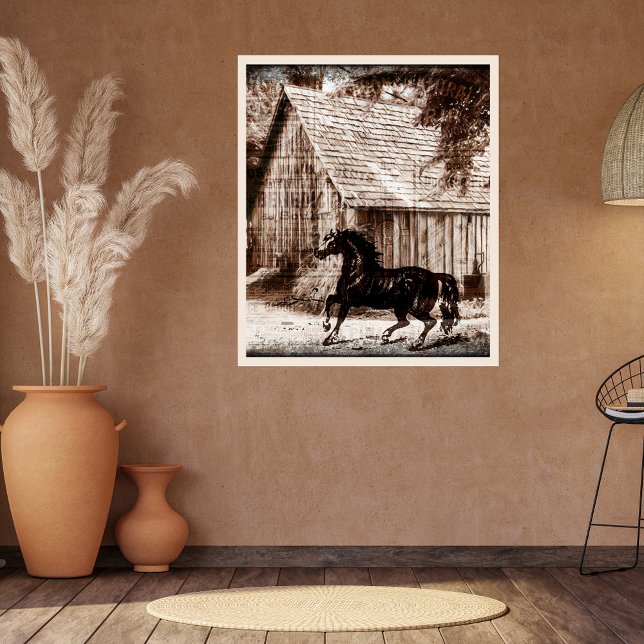 Póster Farmhouse Rustic Barn Horse (Criador carregado)