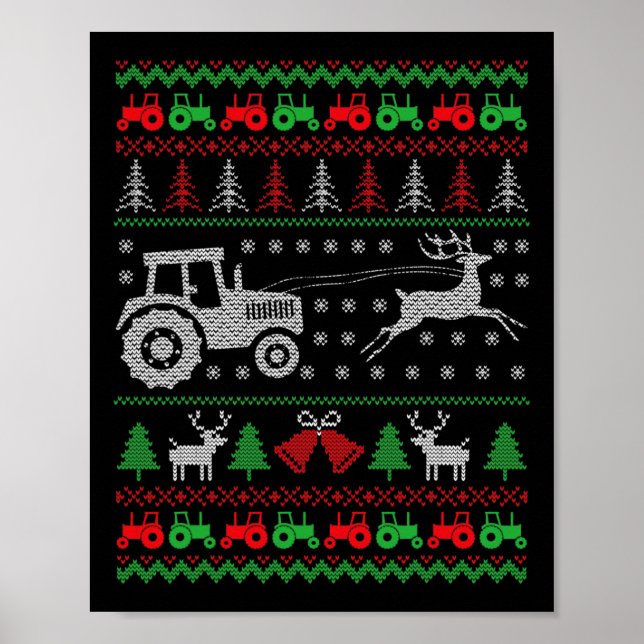 Poster Farming Trator Reindeer Fazenda Funny Farmer Ugly  (Frente)