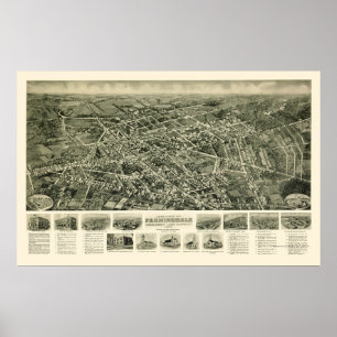 Poster Farmingdale, mapa panorâmico de NY - 1925