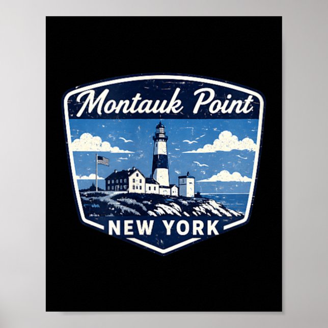 Poster Faro Montauk em Nova York Costa Oceano (Frente)