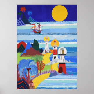 Poster Faróis e o navio do Leo