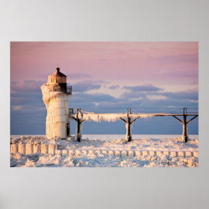 Poster Faróis   Farol do lago Michigan